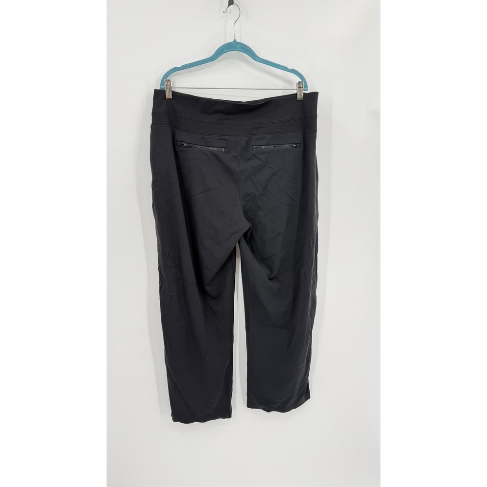 Athleta Venice High Rise Wide Leg Pant Black Ribbed Waist Pockets Performance XL - Picture 2 of 5